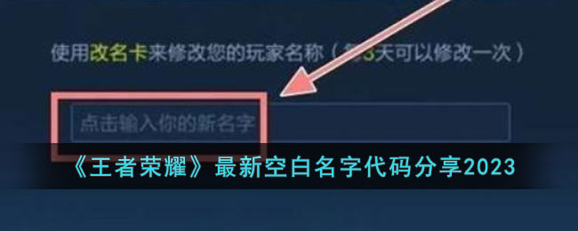 《王者荣耀》最新空白名字代码分享2023(cf空白名字代码合法的)