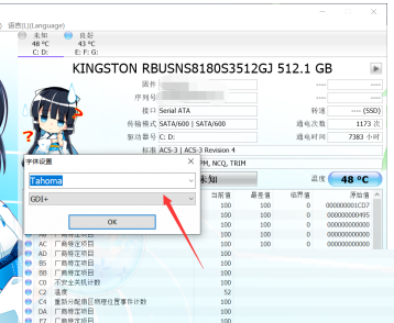 CrystalDiskInfo硬盘检测工具怎样设置字体