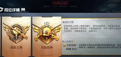 和平精英的段位分别是多少分